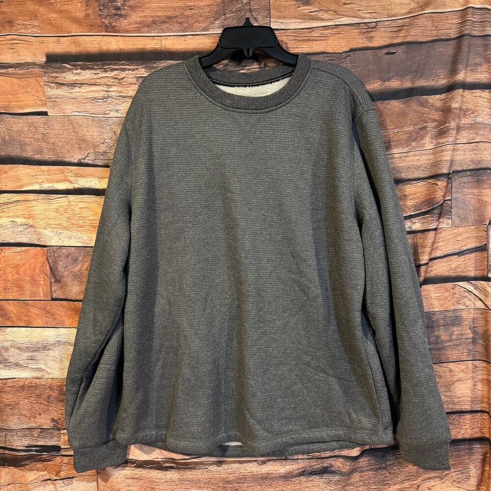 BC Clothing Co. Heritage Men's Gray XL Sherpa Lined Waffle Knit Sweatshirt